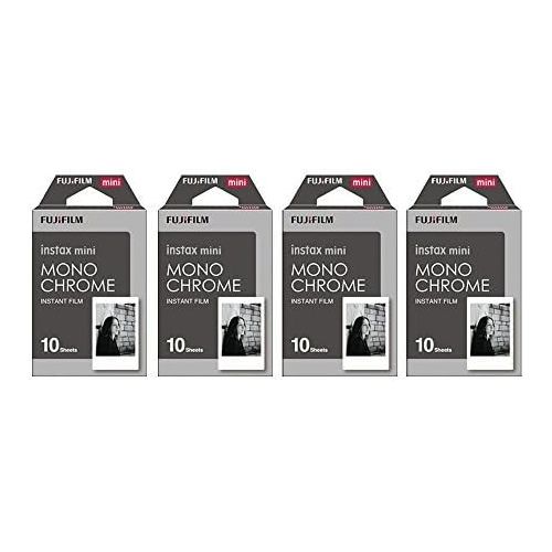 후지필름 Fujifilm Instax Mini Instant Film Monochrome 4-Pack Bundle Set, Mono Chrome (10 x 4 = 40) # 337556 for Mini 90 8 70 7s 50s 25 300 Camera SP-1 Printer