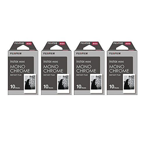 후지필름 Fujifilm Instax Mini Instant Film Monochrome 4-Pack Bundle Set, Mono Chrome (10 x 4 = 40) # 337556 for Mini 90 8 70 7s 50s 25 300 Camera SP-1 Printer