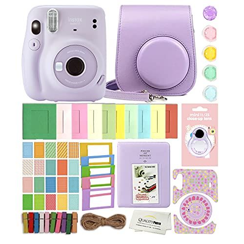 후지필름 Fujifilm Instax Mini 11 Instant Camera with Case, Album and More Accessory Kit (Lilac Purple)