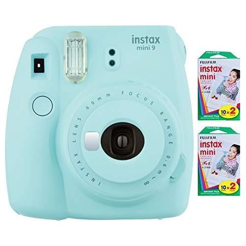 후지필름 Fujifilm Instax Mini 9 Instant Camera (Ice Blue) with 2 x Instant Twin Film Pack (40 Exposures)