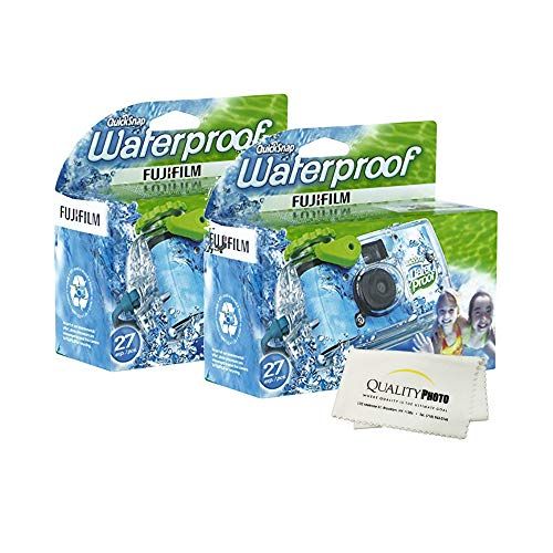 후지필름 Fujifilm Quick Snap Waterproof 27 exposures 35mm Camera 800 Film, 1 Pack + Quality Photo Microfiber Cloth (2 Pack)