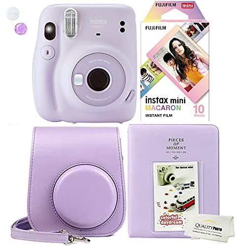 후지필름 Fujifilm Instax Mini 11 Lilac Purple Instant Camera Plus Case, Photo Album and Fujifilm Character 10 Films (Macaron)