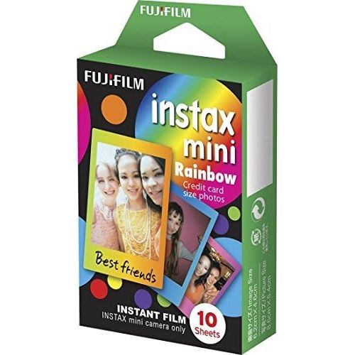 후지필름 Fujifilm Instax Mini Film Rainbow Border - 2 Packs - with Bonus 20 Decorative Skin Stick-on Stickers Design Kit - 20 Shots Total