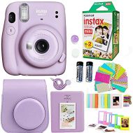 Fujifilm Instax Mini 11 Camera + Fuji Instant Instax Film (20 Sheets) Includes Purple Case, Album, Stickers, and More Accessories Bundle (Lilac Purple)