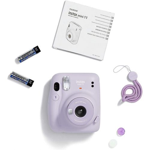 후지필름 Fujifilm Instax Mini 11 Camera + Fuji Instant Instax Film (20 Sheets) Includes Purple Case, Album, Stickers, and More Accessories Bundle (Lilac Purple)