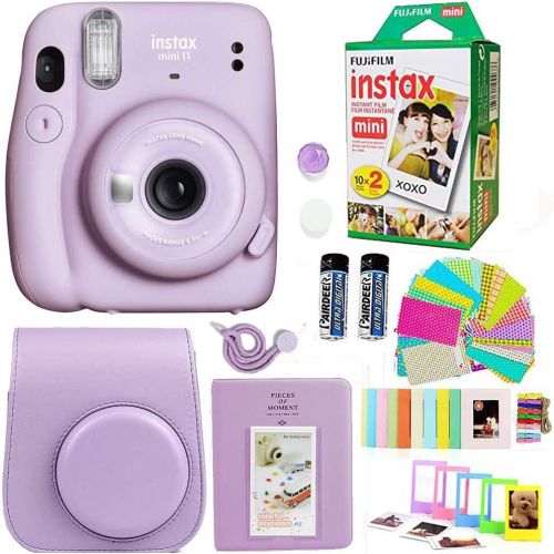 후지필름 Fujifilm Instax Mini 11 Camera + Fuji Instant Instax Film (20 Sheets) Includes Purple Case, Album, Stickers, and More Accessories Bundle (Lilac Purple)