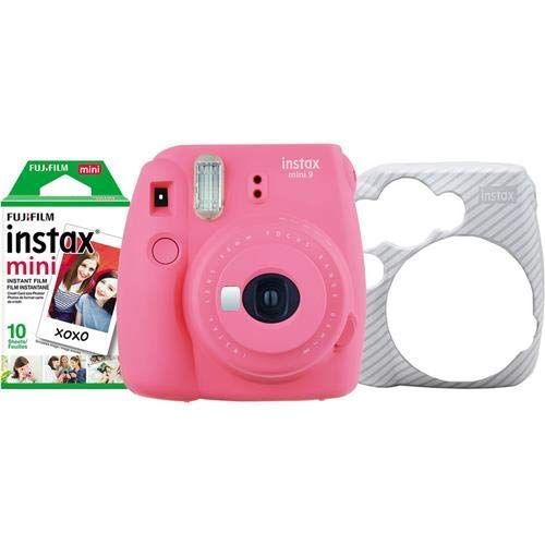 후지필름 Fujifilm Instax Mini 9 Instant Film Camera Holiday Bundle, Flamingo Pink
