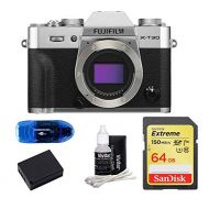 FUJIFILM X-T30 Mirrorless Digital Camera Body (Silver) Bundle, Includes: SanDisk 64GB Extreme SDXC Memory Card, Card Reader, Spare Battery and Lens Cleaning Kit (5 Items)