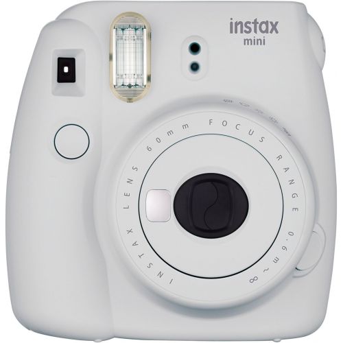 후지필름 Fujifilm Instax Mini 9 Film Camera (Smokey White) + Film Pack(10 Shots) + Pleather Case + Filters + Selfie Lens + Album + Frames & Stick-on Frames Exclusive Instax Design Bundle