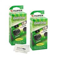Fujifilm QuickSnap Flash 400 Disposable 35mm Camera (2 Pack) Bonus Hand Strap + Quality Photo Microfiber Cloth