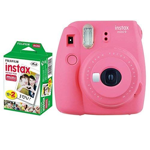 후지필름 Fujifilm instax Mini 9 Instant Film Camera (Flamingo Pink) + Fujifilm Instax Mini Twin Pack Instant Film (20 Shots) ? Deluxe Bundle