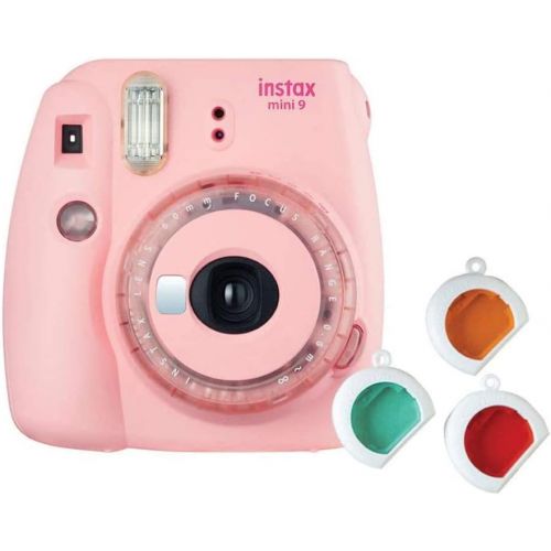 후지필름 Fujifilm instax Mini 9 Instant Film Camera (Blush Pink with Clear Accents) with Twin Film Pack Bundle (2 Items), Baby Pink