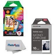 Fujifilm Instax Mini Instant Film - Monochrome (10 Exposures) + Fujifilm Instax Mini Instant Film - Rainbow (10 Exposures)