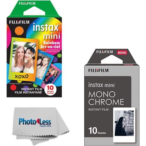 후지필름 Fujifilm Instax Mini Instant Film - Monochrome (10 Exposures) + Fujifilm Instax Mini Instant Film - Rainbow (10 Exposures)