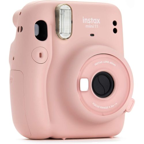 후지필름 Fujifilm Instax Mini 11 Instant Camera - Blush Pink (16654774) + Fujifilm Instax Mini Twin Pack Instant Film (16437396) + Single Pack Rainbow Film + Case + Travel Stickers