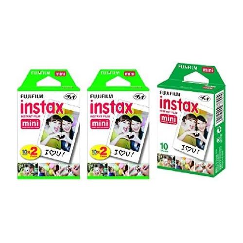 후지필름 Fujifilm Instax Mini Instant Film, 5 Pack BUNDLE Includes Qty 2 Instax Mini Twin 10 Sheets x 2 packs = 40 Sheets + Instax Mini Single 10 Sheets: Total 50 Pictures