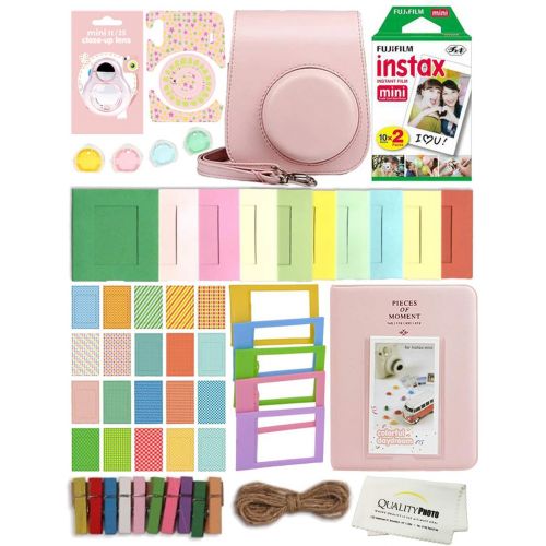 후지필름 Fujifilm Instax Mini 11 Instant Camera with Case, 60 Fuji Films, Decoration Stickers, Frames, Photo Album and More Accessory kit (Dusty Pink)