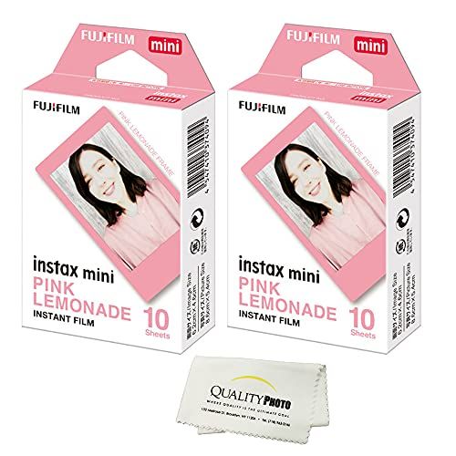 후지필름 Fujifilm Instax Mini Pink Lemonade Film 2 Pack (20 Exposures) + Quality Photo Fiber Cloth