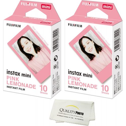 후지필름 Fujifilm Instax Mini Pink Lemonade Film 2 Pack (20 Exposures) + Quality Photo Fiber Cloth