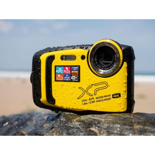 후지필름 Fujifilm FinePix XP140 Waterproof Digital Camera (Lime Green) Accessory Bundle with 32GB SD Card + Small Camera Case + Floating Wrist Strap + Deluxe Cleaning Kit + More