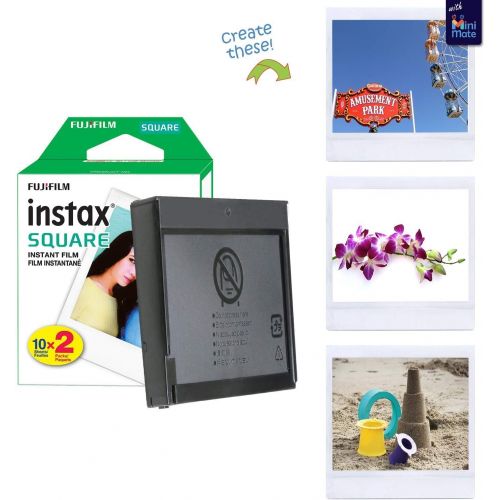 후지필름 Fujifilm Instax Square Instant Film (3 Pack, 60 Sheets) 5 Plastic Desk Frames + 10 Paper Frames Plus 60 Sticker Frames