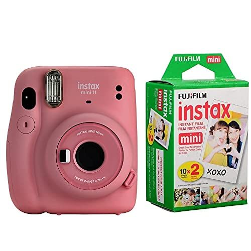 후지필름 Fujifilm Instax Mini 11 Instant Film Camera, with Fujifilm instax Mini Instant Daylight Film Twin Pack, 20 Exposures (Flamingo Pink)