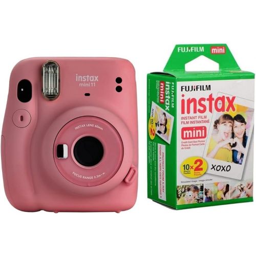 후지필름 Fujifilm Instax Mini 11 Instant Film Camera, with Fujifilm instax Mini Instant Daylight Film Twin Pack, 20 Exposures (Flamingo Pink)