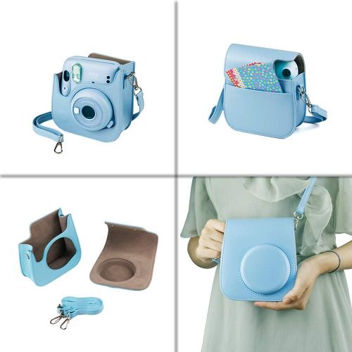 후지필름 Fujifilm Instax Mini 11 Instant Camera - Sky Blue (16654762) 2X Fujifilm Instax Mini Twin Pack Instant Film (40 Sheets) + Protective Case + Photo Album - Instax Mini 11 Accessory G