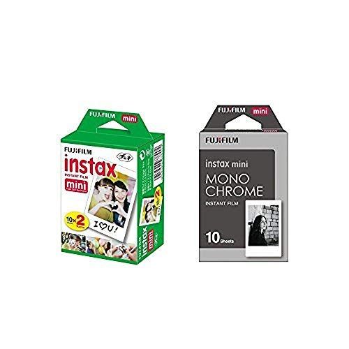 후지필름 Fujifilm Instax Mini Instant Film 2-PACK BUNDLE SET , Twin Pack Film ( 20 ) + Film Monochrome ( 10 ) for Mini 90 8 70 7s 50s 25 300 Camera SP-1 Printer