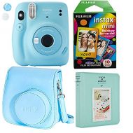 Fujifilm Instax Mini 11 Ice Blue Instant Camera Plus Original Fuji Case, Photo Album and Fujifilm Character 10 Films (Rainbow)