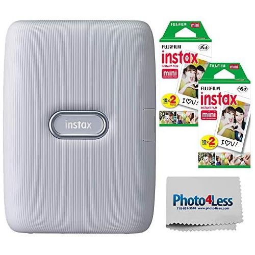 후지필름 Fujifilm Instax Mini Link Smartphone Printer (Ash White) + Fuji Instax Mini Film (40 Sheets) - Instax Mini Link Printer Bundle