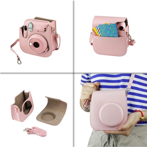 후지필름 Fujifilm Instax Mini 11 Instant Camera + Instax Mini Twin Pack Film + Hanging Frames + Plastic Frames + Case + Close Up Filters - All Inclusive Bundle! (Blush Pink)