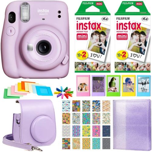 후지필름 Fujifilm Instax Mini 11 Instant Camera - Lilac Purple (16654803) + 2X Fujifilm Instax Mini Twin Pack Instant Film (40 Sheets) + Protective Case + Photo Album - Instax Mini 11 Acces