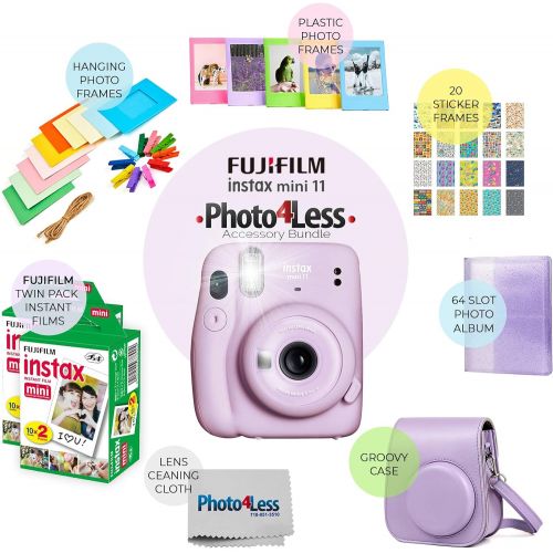 후지필름 Fujifilm Instax Mini 11 Instant Camera - Lilac Purple (16654803) + 2X Fujifilm Instax Mini Twin Pack Instant Film (40 Sheets) + Protective Case + Photo Album - Instax Mini 11 Acces