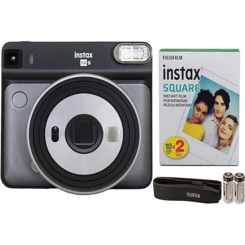 후지필름 Fujifilm Instax Square SQ6 + Fujifilm Instax Square Instant Film (20 Sheets) Bundle with Sturdy Tiger Stickers + Deals Number One Cleaning Cloth (Graphite Gray)