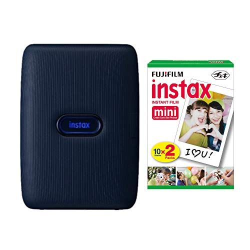 후지필름 Fujifilm Instax Mini Link Smartphone Printer (Dark Denim) + Fuji Instax Mini Film (40 Sheets) - Instax Mini Link Printer Bundle