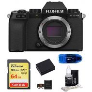 FUJIFILM X-S10 Mirrorless Digital Camera Body Bundle, Includes: SanDisk 64GB Extreme Memory Card, Spare Battery, Card Reader, Memory Card Wallet and Lens Cleaning Kit (6 Items)