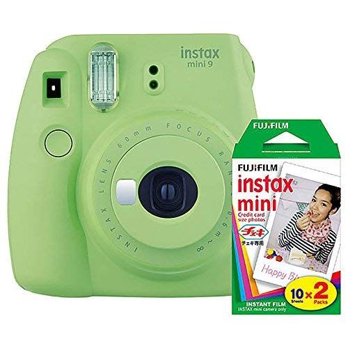 후지필름 Fujifilm Instax Mini 9 Instant Camera (Lime Green) with Film Twin Pack Bundle (2 Items)