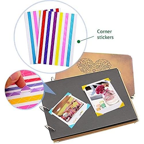 후지필름 Fujifilm Instax Mini Instant Film (4 Pack, 80 Sheets) 5 Plastic Desk Frames + 60 Sticker Frames + 2 Packs Corner Stickers