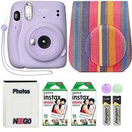 Fujifilm Instax Mini 11 Camera with Case, Fuji Instant Film (20 Sheets) and Photo Album (Lilac Purple)