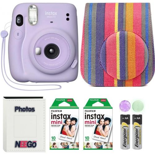 후지필름 Fujifilm Instax Mini 11 Camera with Case, Fuji Instant Film (20 Sheets) and Photo Album (Lilac Purple)