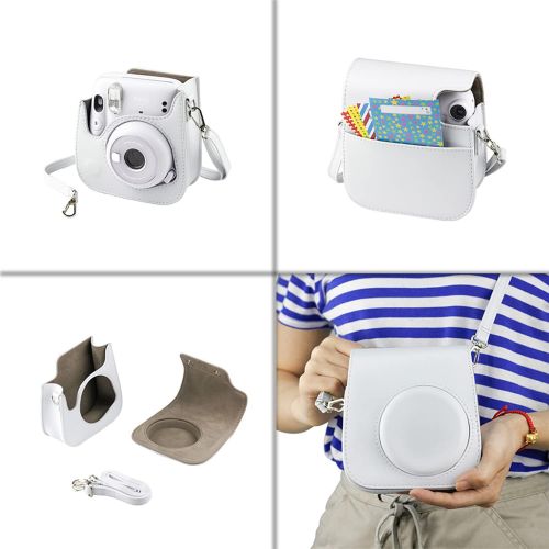 후지필름 Fujifilm Instax Mini 11 Instant Camera + Instax Mini Twin Pack Film + Hanging Frames + Plastic Frames + Case + Close Up Filters - All Inclusive Bundle! (Ice White)