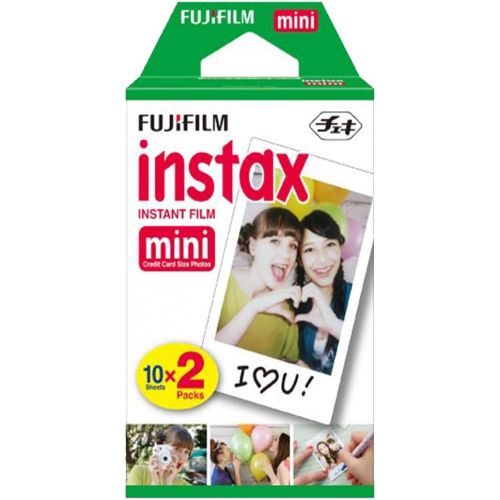 후지필름 Fujifilm Instax Mini 40 Instant Camera Black+ Fujifilm Instax Mini Twin Pack Instant Film 2 Packs (Total 40 Sheets)- Instant Camera Great Value Bundle!