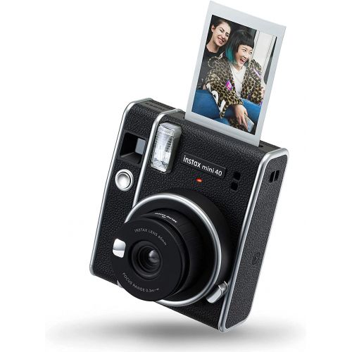 후지필름 Fujifilm Instax Mini 40 Instant Camera Black+ Fujifilm Instax Mini Twin Pack Instant Film 2 Packs (Total 40 Sheets)- Instant Camera Great Value Bundle!