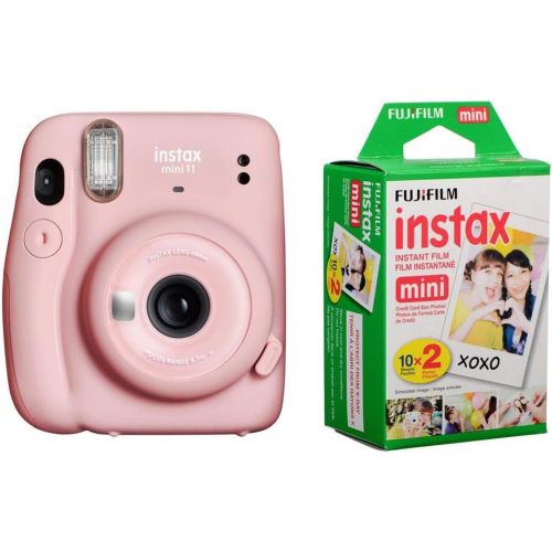 후지필름 Fujifilm Instax Mini 11 Instant Film Camera, with Fujifilm instax Mini Instant Daylight Film Twin Pack, 20 Exposures (Blush Pink)