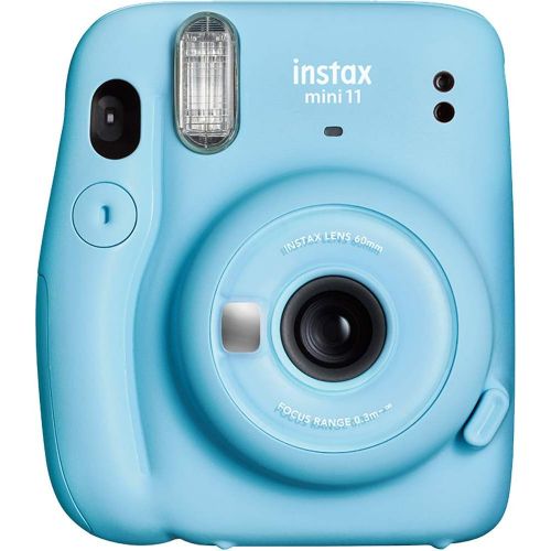 후지필름 Fujifilm Instax Mini 11 Instant Camera - Sky Blue (16654762) + Fujifilm Instax Mini Twin Pack Instant Film (60 Sheets) + Batteries + Case - Instant Camera Bundle