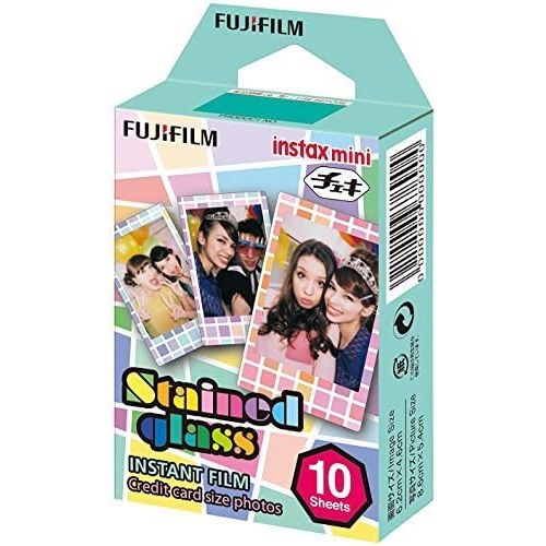 후지필름 Fujifilm Instax Mini 5 Pack Bundle Includes Stained Glass, Comic, Stripe, Shiny Star, Airmail. 10 sheets X 5 Pack = 50 Sheets.