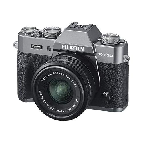 후지필름 Fujifilm X-T30 Mirrorless Digital Camera w/XC15-45mm F/3.5-5.6 OIS PZ Lens, Charcoal Silver