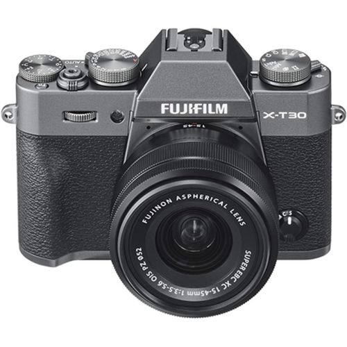 후지필름 Fujifilm X-T30 Mirrorless Digital Camera w/XC15-45mm F/3.5-5.6 OIS PZ Lens, Charcoal Silver