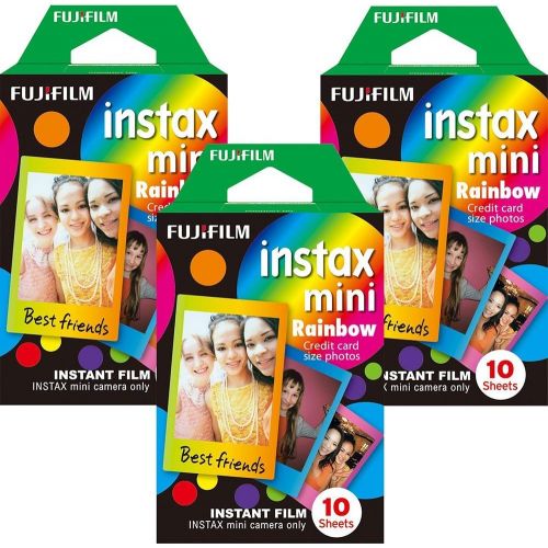 후지필름 Fujifilm Instax Mini Instant Rainbow Film, 10 Sheets, 3 Value Set